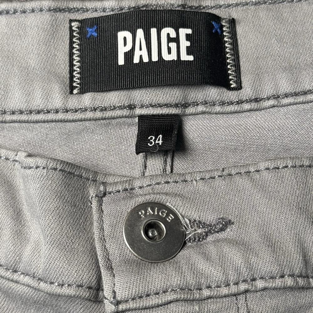 PAIGE Federal Men's Straight Leg Jeans Mountain Ice Gray Tag 34/32 Actual 35/32 - Picture 4 of 13